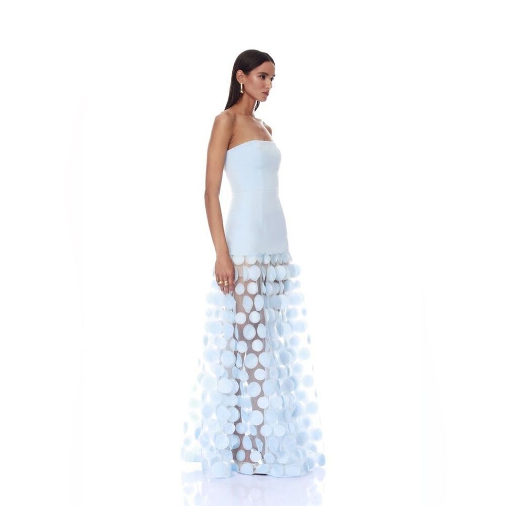 NEW BRONX AND BANCO Harper Strapless Powder Blue Gown with Appliqué, wedding - Picture 4 of 16